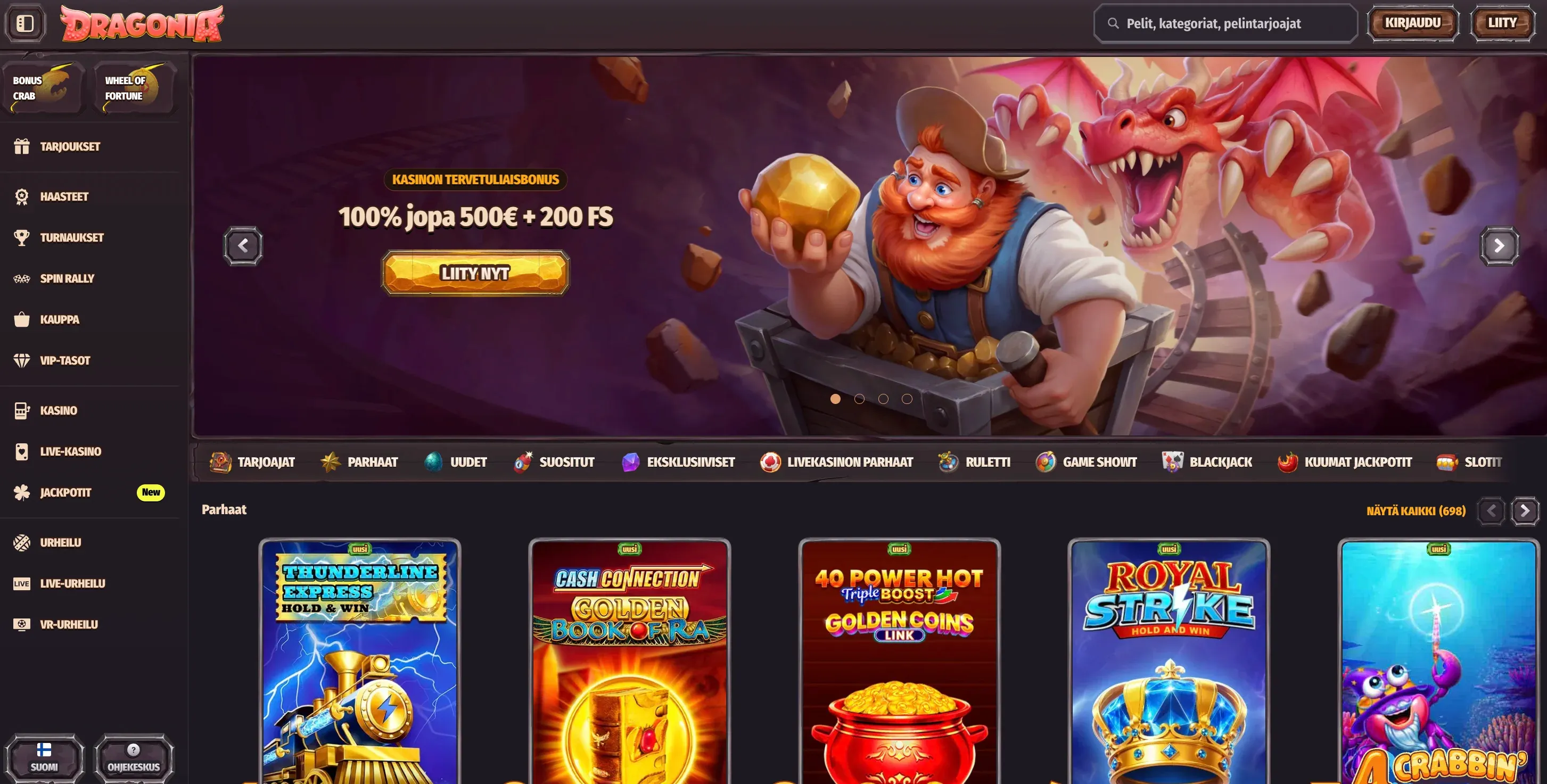 Dragonia casino kotisivu
