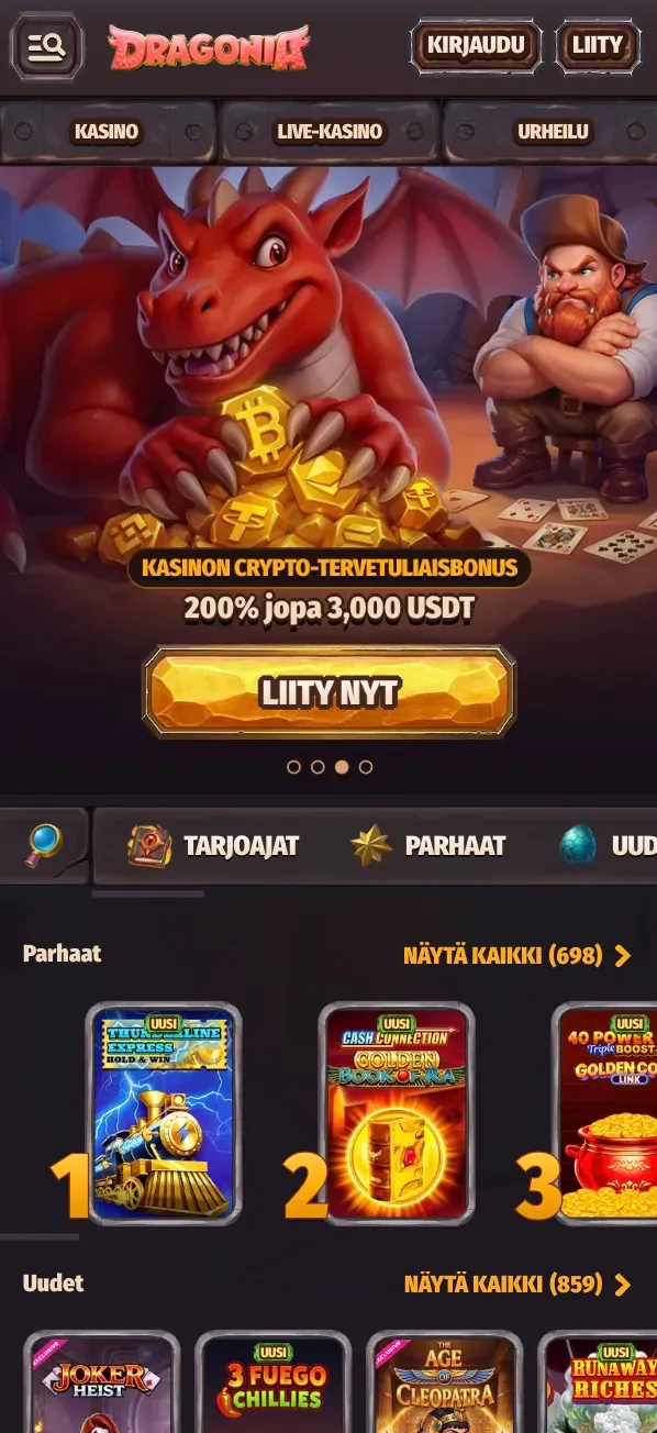 Mobiilipelaaminen Dragonia kasino